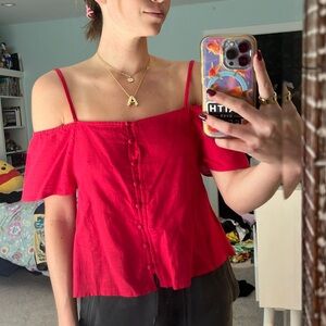 Billabong off shoulder red top